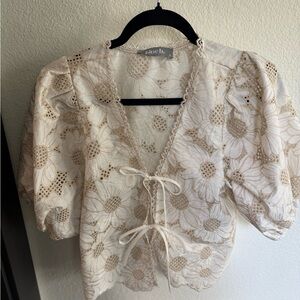 Elegant Floral Lace Blouse in Cream by Rue B